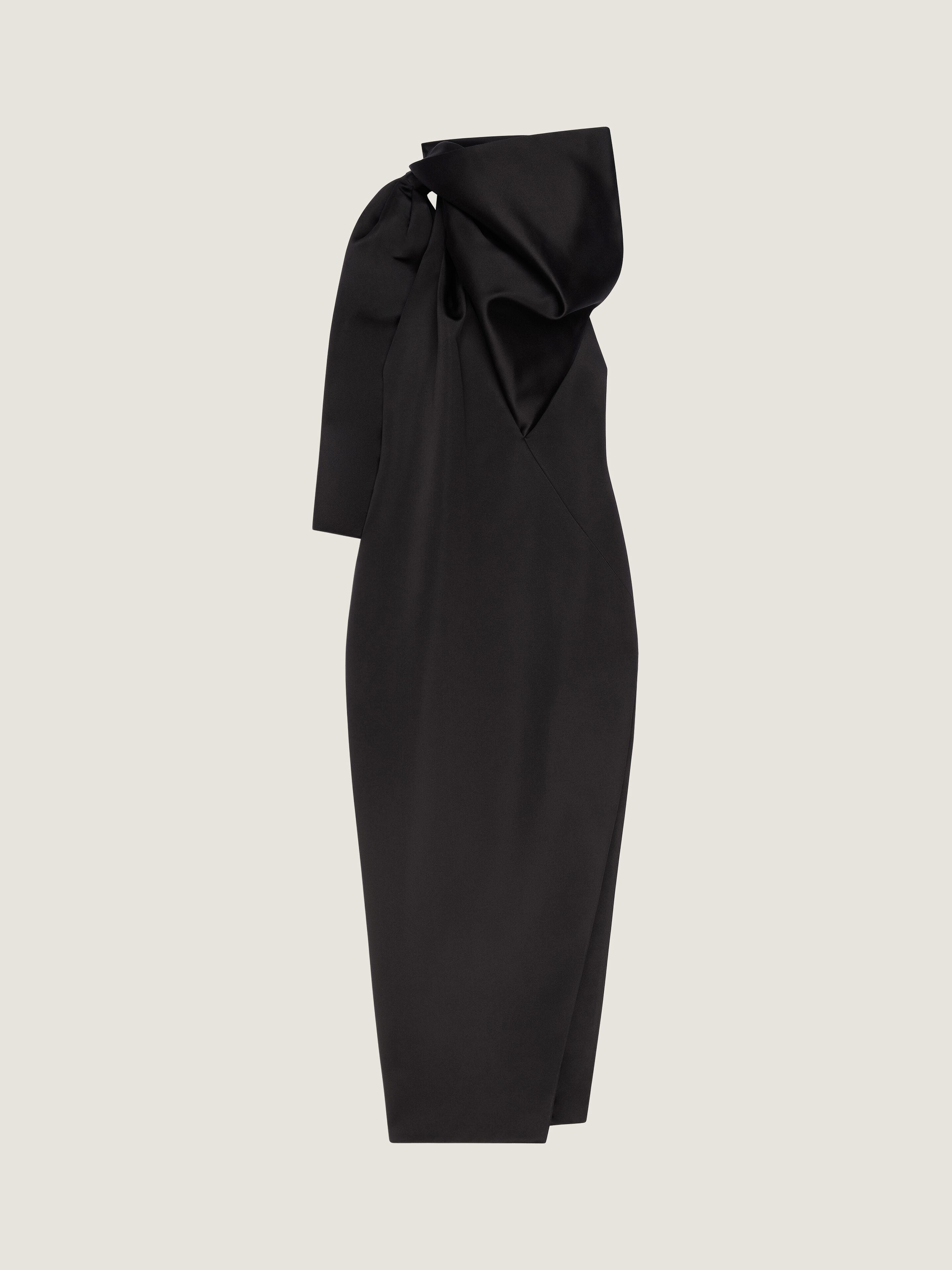 Evening dress in satin with bow detail